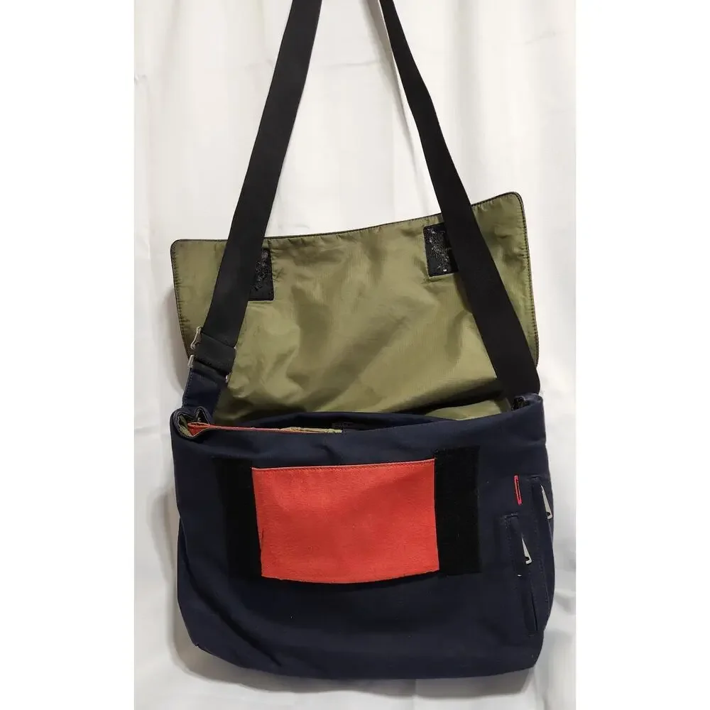 Authentic Jack Spade Navy‎ Street Canvas Messenger Bag w/ Laptop Sleeve Red